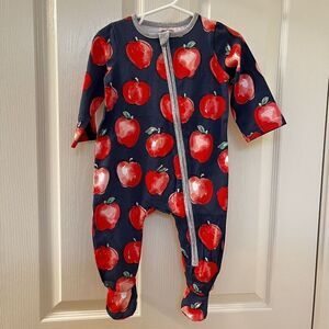 Mud Pie Apple Sleeper Footie Zippy One Piece Girls Size 6-9 Months NWT
